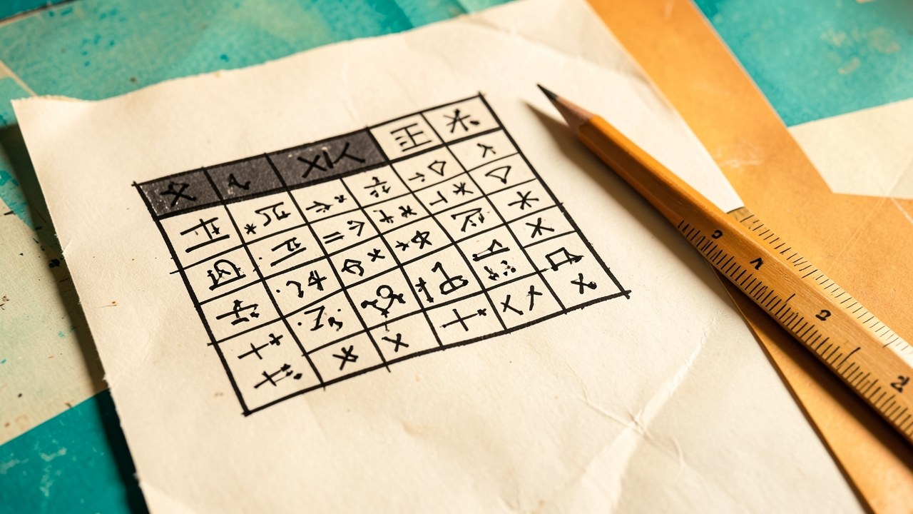 A hand-drawn style table showing a loan payoff schedule with a pencil and ruler nearby.